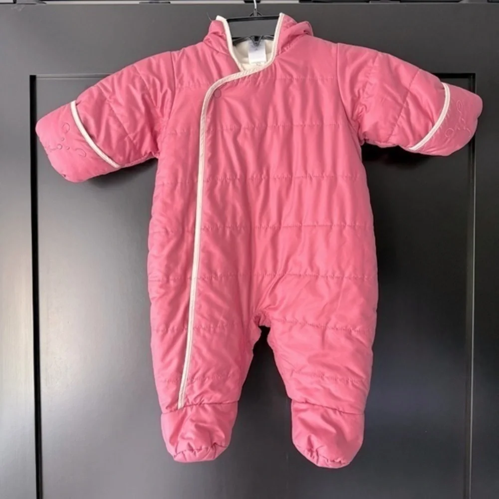 Baby Gap rose pink and cream snowsuit size newborn 3-6 months